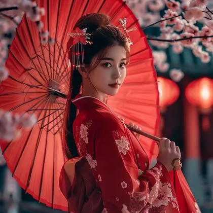 Aiyanshe Beautiful Realistic Silicone Doll - Kimono Red Geisha Adult Erotic Figure For Men background preview