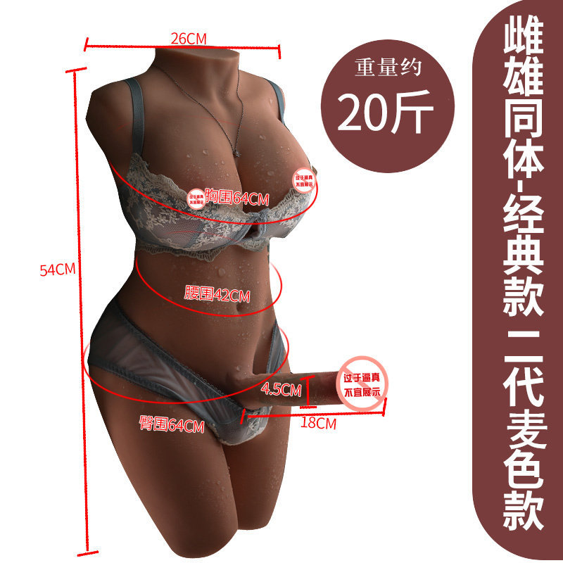 Unisex Solid Silicone Hermaphrodite Torso Doll - Gay Male/Female Hybrid Life-Size Model With Penis And Anus thumbnail 5