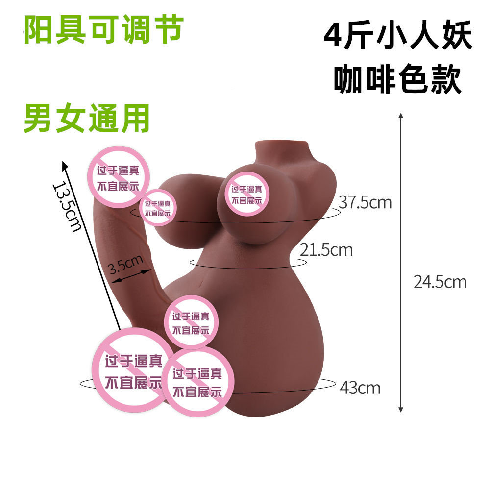 Unisex Solid Silicone Hermaphrodite Torso Doll - Gay Male/Female Hybrid Life-Size Model With Penis And Anus thumbnail 11