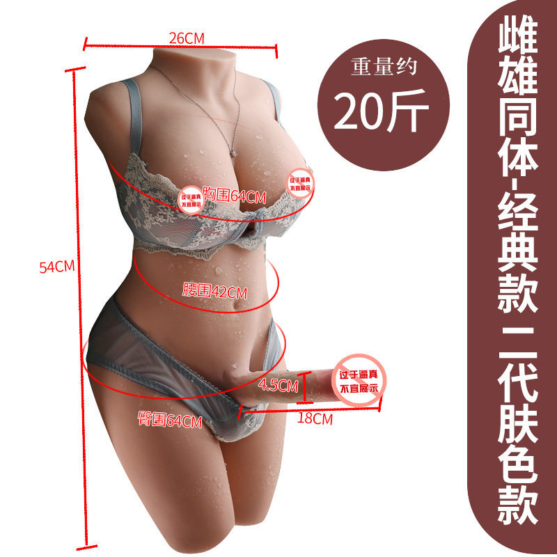 Unisex Solid Silicone Hermaphrodite Torso Doll - Gay Male/Female Hybrid Life-Size Model With Penis And Anus thumbnail 6