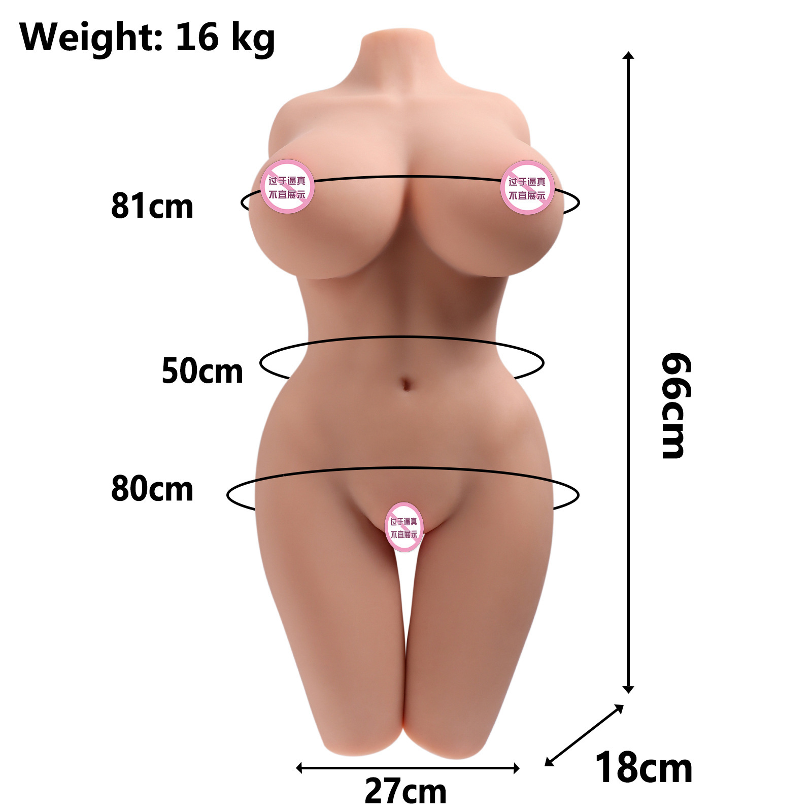 Realistic Half-Body Doll with Skeleton Male Masturbator Adult Toy thumbnail 7