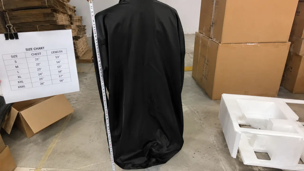 Phone verification photo for covered male adult product with size chart